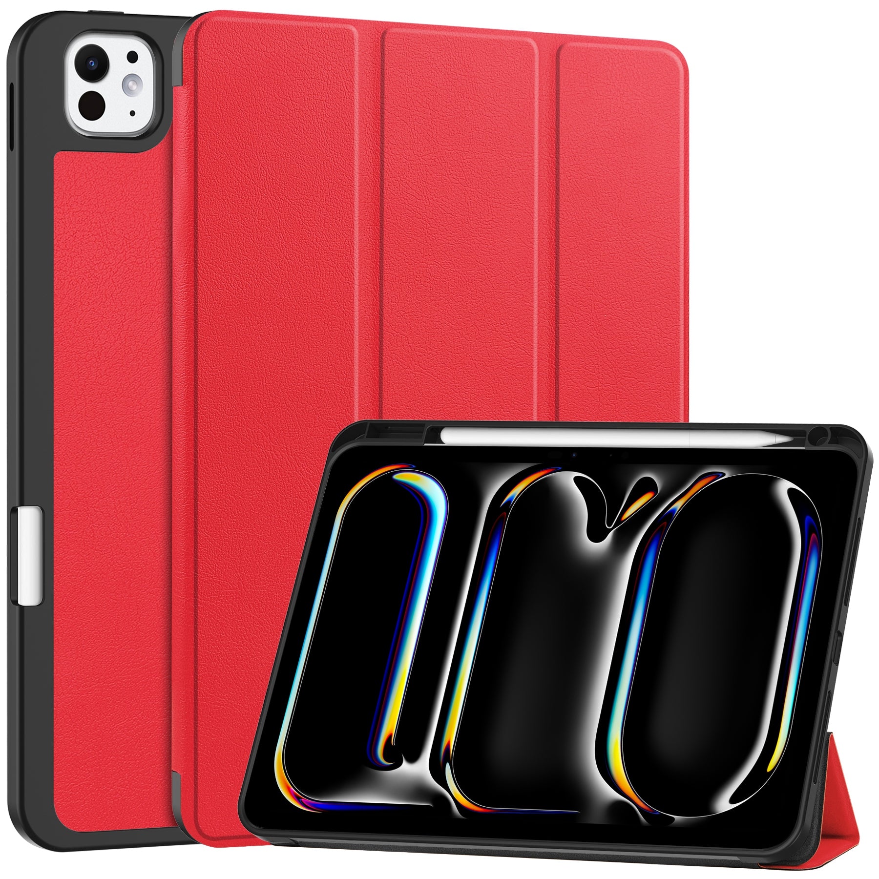 For iPad Pro 11 (2024) Leather Case Drop-proof Tri-fold Stand Tablet Cover with Pen Slot For iPad Pro 11 (2024) Leather Case Drop-proof Tri-fold Stand Tablet Cover with Pen Slot